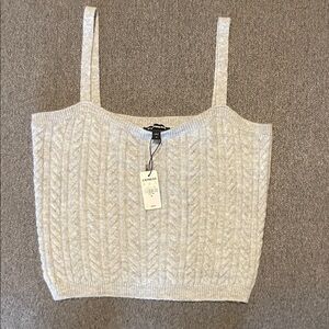 NWT Express Light Gray Cable Knit Tank Top, Cropped